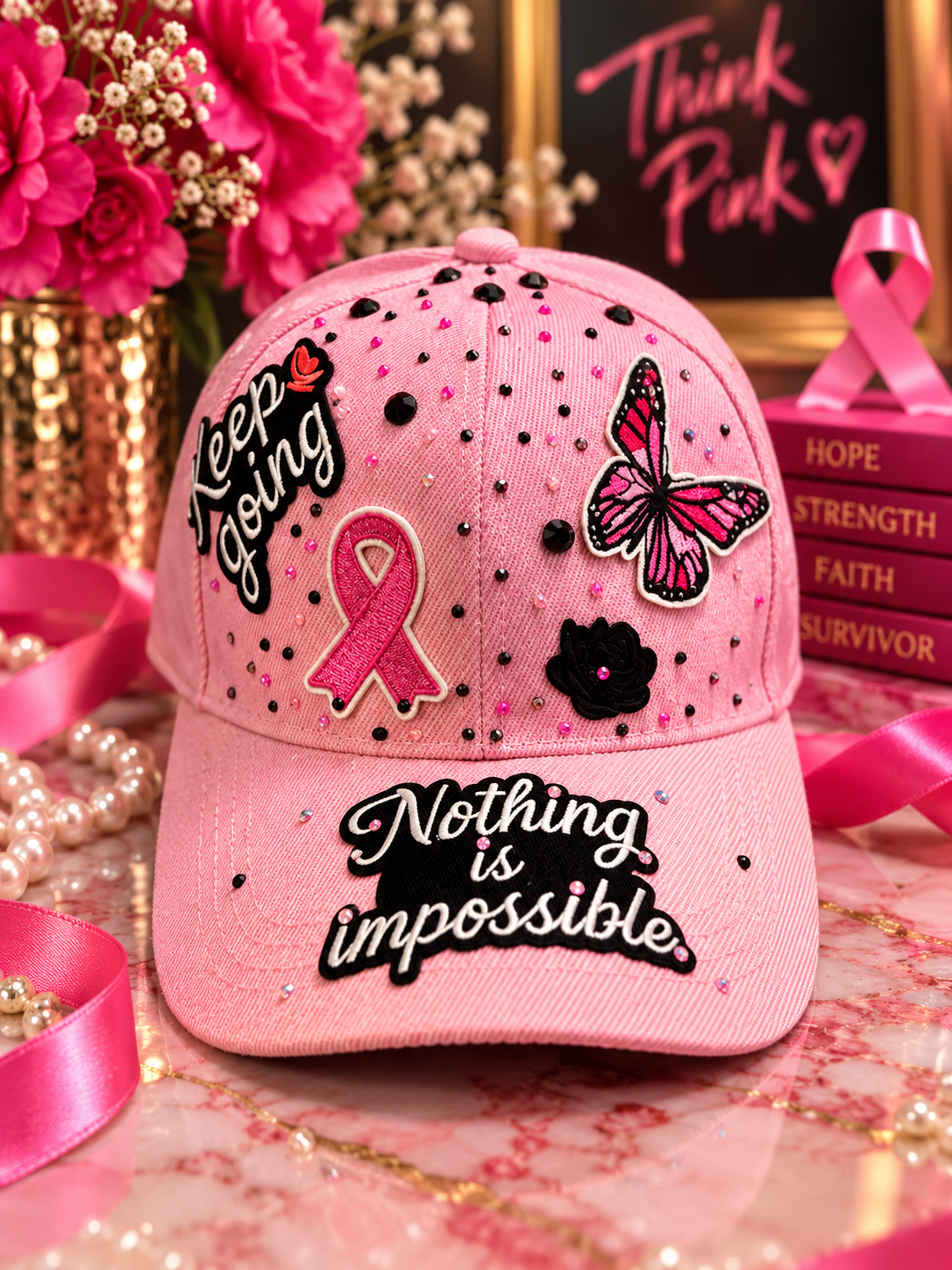 Nothing Is Impossible Think Pink statement cap - styled promotional image