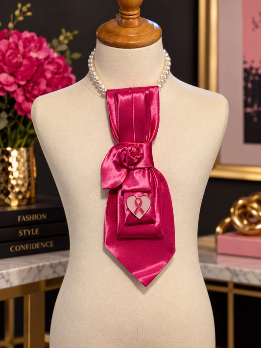 Actual Think Pink breast cancer awareness tie necklace by Designs By Summerville